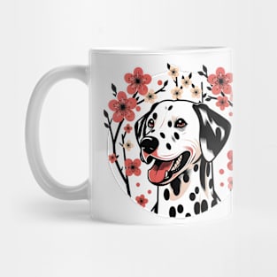 Dalmatian Enjoys Spring Amid Cherry Blossoms and Flowers Mug